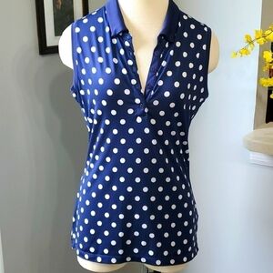 Nike‎ golf top. Dri-fit, size medium. Navy with white polka dots. Excellent.